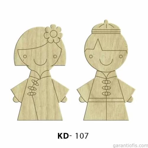 -Art KD 107 - Erkek ve Kadın Çifti Dekoratif Mini Figür Ahşap Süs Objeler