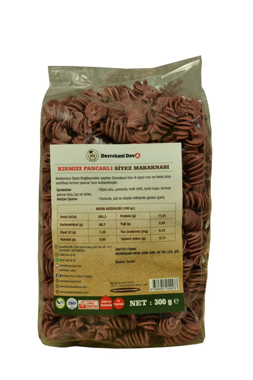 Kastamonu Kırmızı Pancarlı Siyez Makarnası 300 Gr