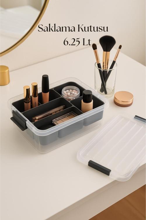 6,25 L Şeffaf Saklama Kutusu & Organizer Düzenleme Kutusu