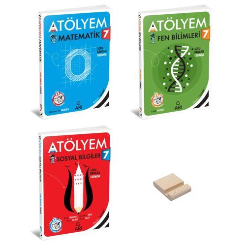 7. Sınıf Atölyem Matematik Fen Bilimleri ve Sosyal Bilgiler Soru Bankası 3lü Set + Telefon Standı