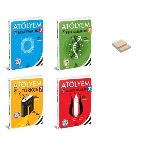 7. Sınıf Atölyem Matematik Fen Türkçe ve Sosyal Soru Bankası 4lü Set + Telefon Standı