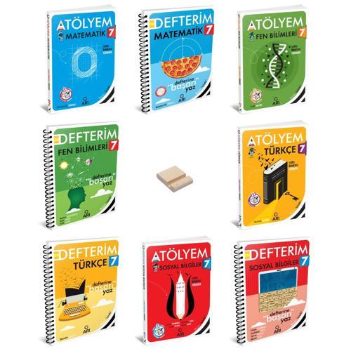 7. Sınıf Matematik Fen Türkçe ve Sosyal Atölyem ve Defterim 8li Set + Telefon Standı