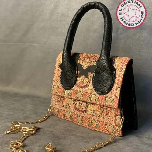 - Hüseyin 1361 Mozaik Desenli Kadın Mini Çapraz Çanta - 14 x 17 cm