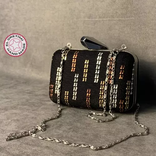 - Sefa 4419 El Yapımı Mini Tel Kırma Abiye Çanta - 8 x 13 cm