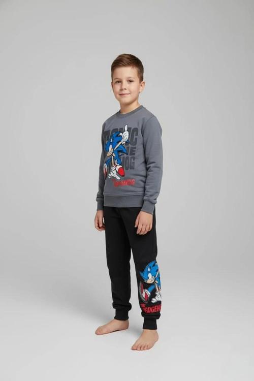 Sonic Desenli Gri Renk Erkek Çocuk Eşofman Takım