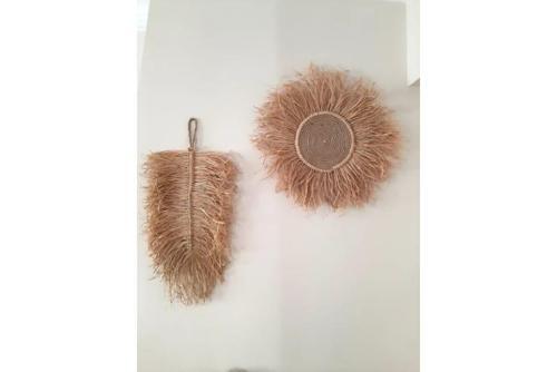 DEKORATİF YAPRAK ŞEKLİNDE GERÇEK AYNALI BOHEM 2'Lİ DUVAR SÜSÜ