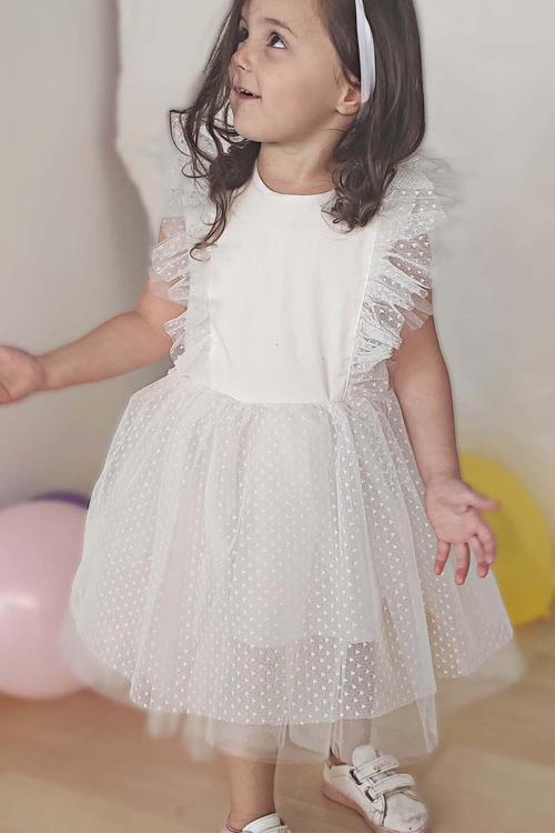 Beyaz Tütü Elbise Bandana Takım 1-10 Yaş Doğum Günü Elbisesi 1 Yaş Beyaz