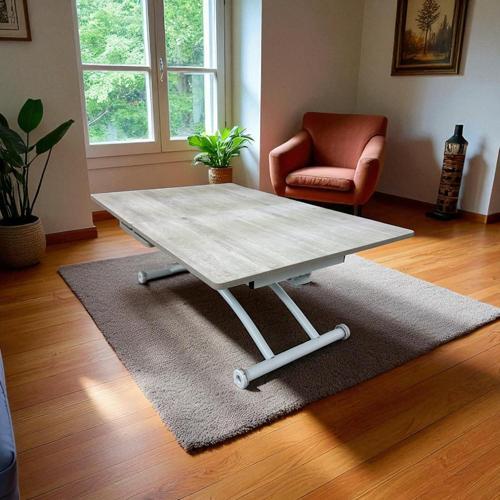 Ortadan Açılır Akıllı Masa Üst Mdf Lizbon Alt Ayak Beyaz Renk