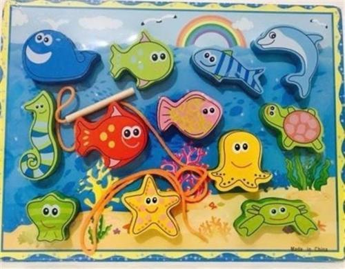 Ahşap 3d Balık Oyunu Ipe Dizmeli