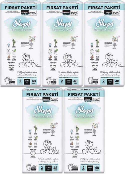 Bebek Bezi Bio Natural Beden:2 (3-6KG) Mini 240 Adet Mega Fırsat Pk