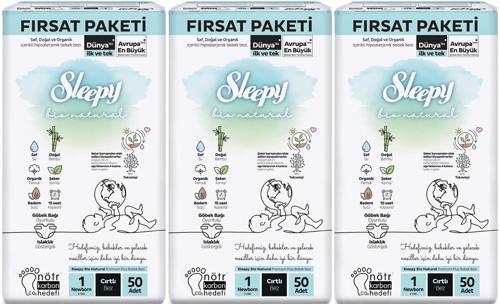 Bebek Bezi Bio Natural Beden:1 (2-5KG) Yeni Doğan Newborn 150 Adet Aylık Fırsat Pk