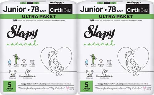 Bebek Bezi Natural Beden:5 (11-18KG) Junior 156 Adet Ekonomik Ultra Pk