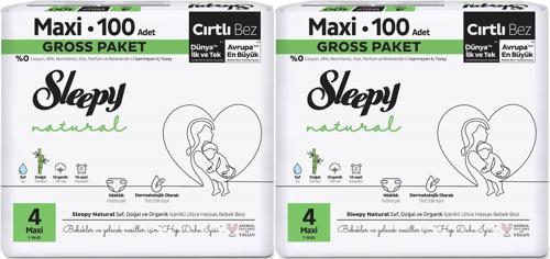Bebek Bezi Natural Beden:4 (7-14KG) Maxi 200 Adet Ekonomik Ultra Pk