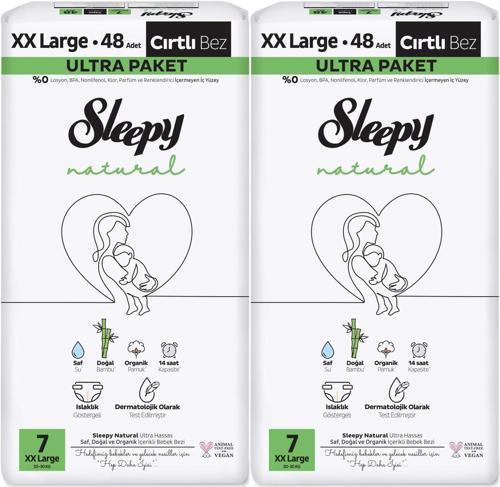 Bebek Bezi Natural Beden:7 (20-30KG) XX Large 96 Adet Ekonomik Ultra Pk