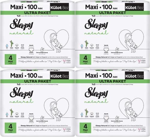 Külot Bebek Bezi Natural Beden:4 (7-14KG) Maxi 400 Adet Süper Ekonomik Fırsat Gross Pk