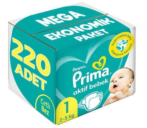 Prima Bebek Bezi Beden:1 (2-5Kg) Yeni Doğan 220 Adet Mega Ekonomik Pk