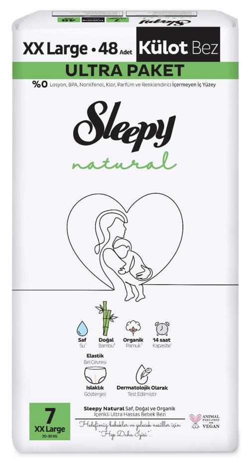 Külot Bebek Bezi Natural Beden:7 (20-30KG) XX Large 48 Adet Ultra Pk