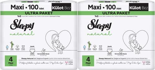 Külot Bebek Bezi Natural Beden:4 (7-14KG) Maxi 200 Adet Süper Ekonomik Gross Pk