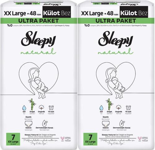 Külot Bebek Bezi Natural Beden:7 (20-30KG) XX Large 96 Adet Ekonomik Ultra Pk