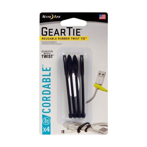 Gear Tie Kablo Düzenleyici Siyah 7.6cm 4lü Paket