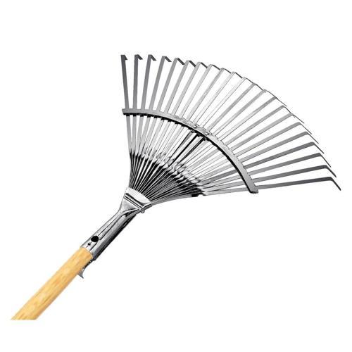 10733 Ahşap Saplı Ayarlı Metal Çim ve Yaprak Toplama Tırmığı