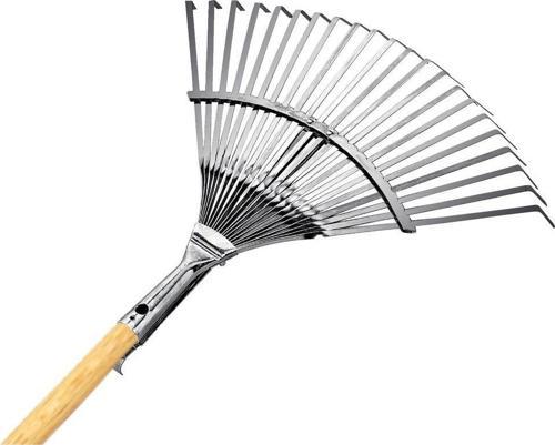 10733 Ahşap Saplı Ayarlı Metal Çim ve Yaprak Toplama Tırmığı