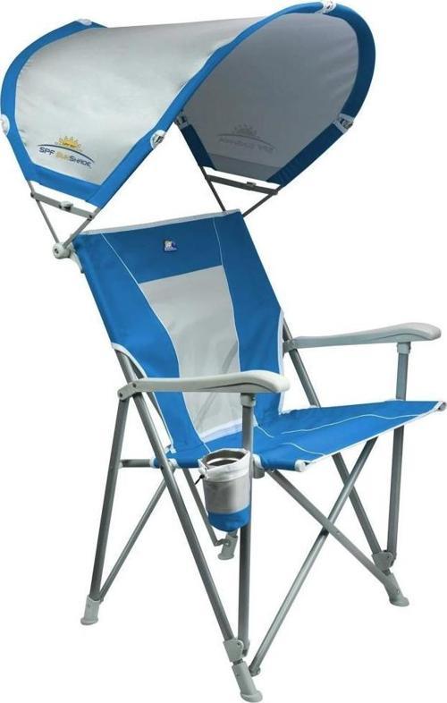 Outdoor SunShade Captain's Chair Güneşlikli Katlanır Plaj Sandalyesi Mavi