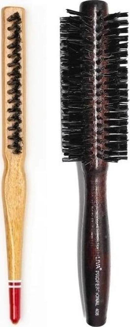 Liva 408& 690 Profesyonel Yanmaz Set Topuz Saç Fırçası-2'li