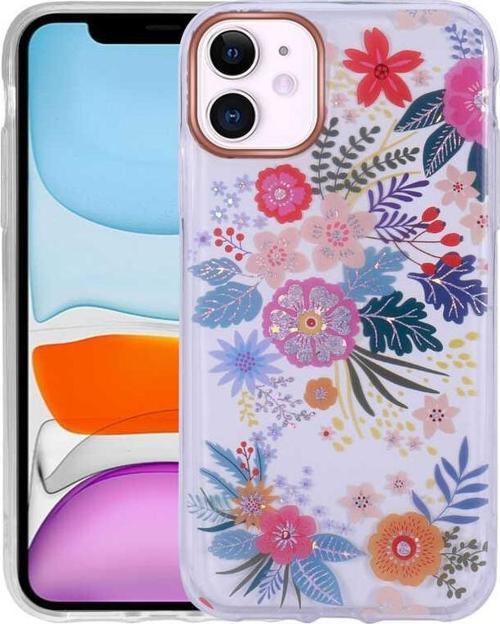 iPhone 11 Kılıf Desenli Simli Sert İnka Kılıf NO2