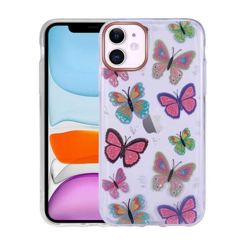 iPhone 11 Kılıf Desenli Simli Sert İnka Kılıf NO5