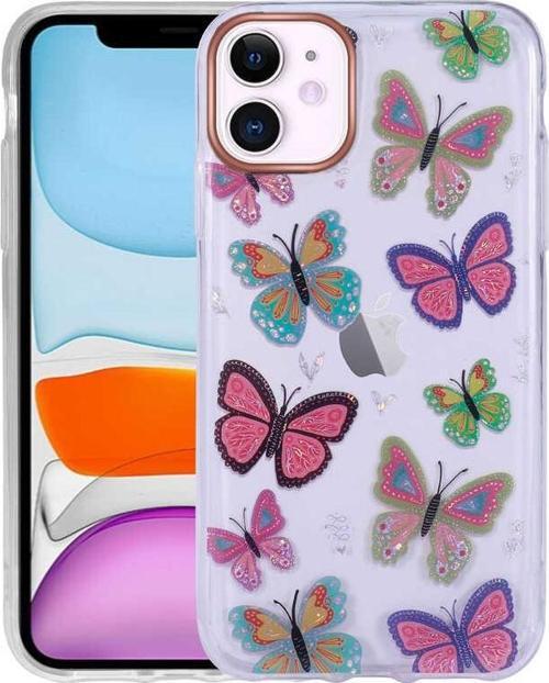 iPhone 11 Kılıf Desenli Simli Sert İnka Kılıf NO5