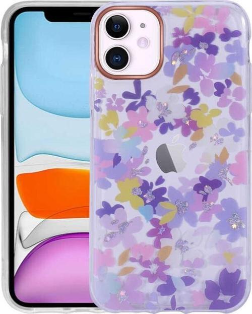 iPhone 11 Kılıf Desenli Simli Sert İnka Kılıf NO4