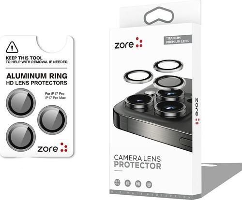 iPhone 17 Pro Max Kamera Lens Koruyucu CL-12 Premium Safir Parmak İzi Bırakmayan Anti-Reflective Titanyum-Gri