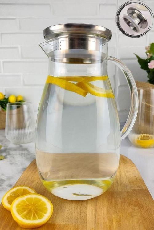Süzgeç Kapaklı Borosilikat Cam Sürahi 1,5 Lt – 097KX90093 C320.003