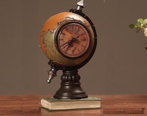 Dünya Küre Masa Saati  Dekoratif Biblo m1765