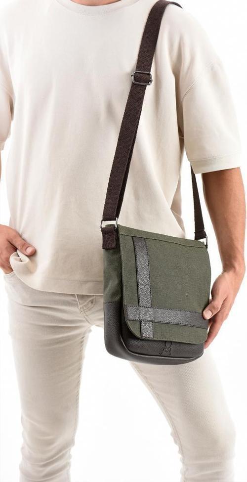Kanvas Kumaş Tablet Çantası Erkek Postacı Çanta 27*23 Cm Çapraz Askılı Omuz Çantası 