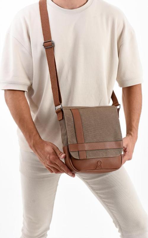 Kanvas Kumaş Tablet Çantası Erkek Postacı Çanta 27*23 Cm Çapraz Askılı Omuz Çantası