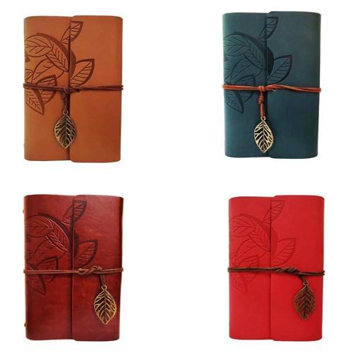 Yaprak Desenli Çizgisiz Deri Defter