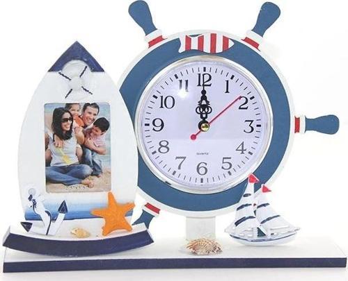 Ahşap Marin Dümenli Çerceveli Saat Alk2457