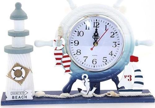 Ahşap Marin Deniz Feneri Dümenli Saat Alk2459