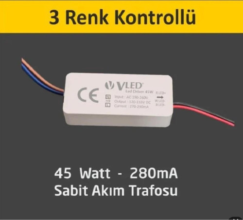 3 Üç Renk Avize Ledi Trafosu Adaptörü 45W Sabit Akım Trafo