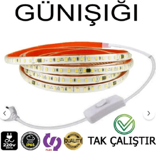 220V Şerit Led Yüksek Işık Fişli Ve Anahtarlı Günışığı 3Metre ((Adaptör Trafo Yok Tak Çalıştır))