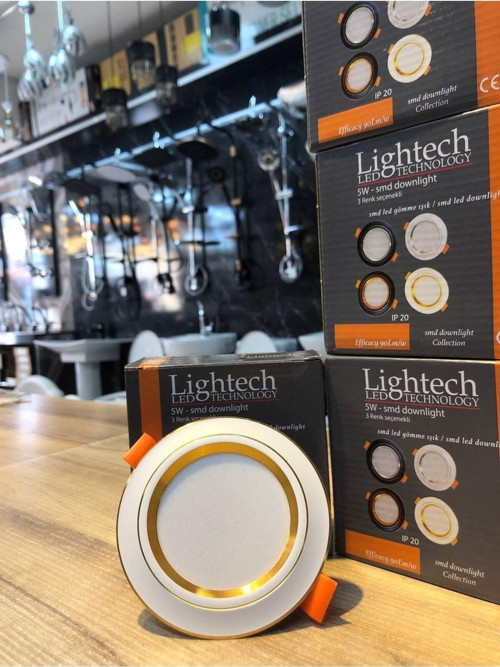 5 Watt 3 Renk Led Spot Beyaz Gold Kasa 3 Modlu Beyaz-Günışığı-Sıcak Beyaz 3Ü1Arada