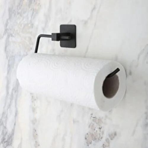 Kendiliğinden Yapışkanlı Siyah Paslanmaz Metal Rulo Havluluk Aparat (K246)