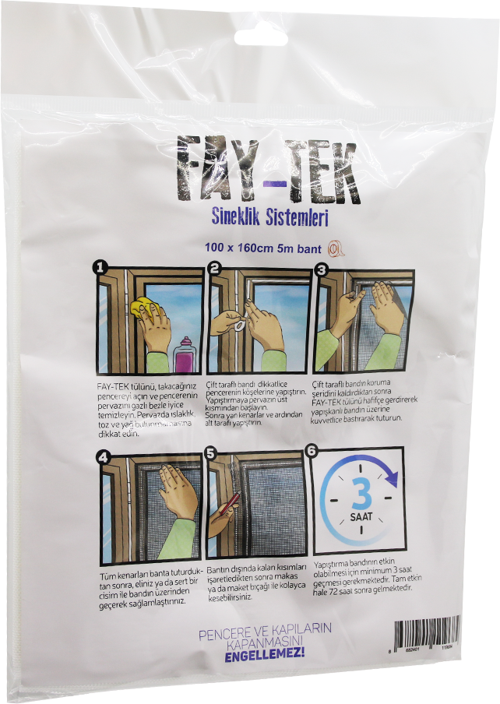 ÇİFT KANAT TÜL PENCERE SİNEKLİK 100X160CM - 5MT BANT (81)