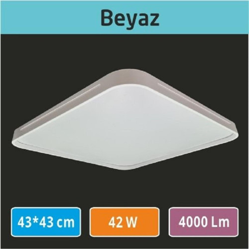43X43 Beyaz Kapak Sıva Üstü Led Armatür Dekaratif Tavan Armatür 42W