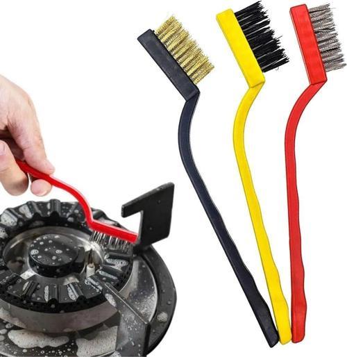 3 lü Detaylı Temizlik Bakır,Demir ve Sert Plastik Tel Fırça (K246)