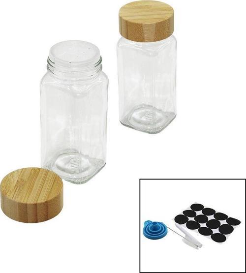 12 PCS TAKIM KARE CAM BAHARATLIK - TUZLUK BAMBU KAPAKLI (K246)