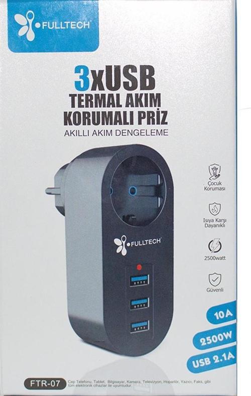 Akım Korumalı Tekli Priz - Akıllı Akım Dengeleme - 3xusb - Isıya Karşı Dayanıklı