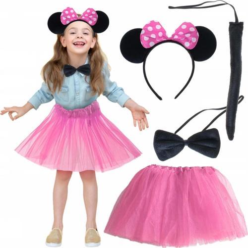 Minnie Kostüm Seti (pembe Tütü Etek + Pembe Taç + Papyon + Kuyruk)
